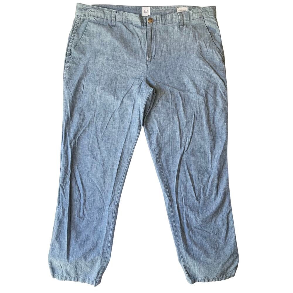 GAP Women Khaki Pants size 14 Curvy Straight Leg Casual Blue